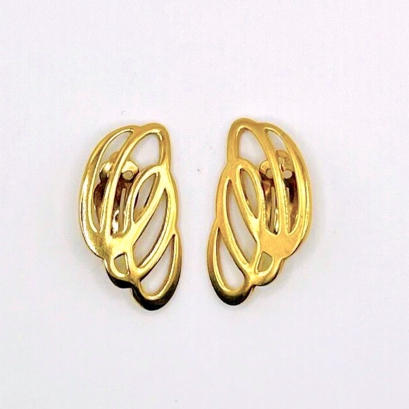 GIVENCHY Vtg gold tone signature clip on earrings, circa 1980s. - Picture 2 of 6